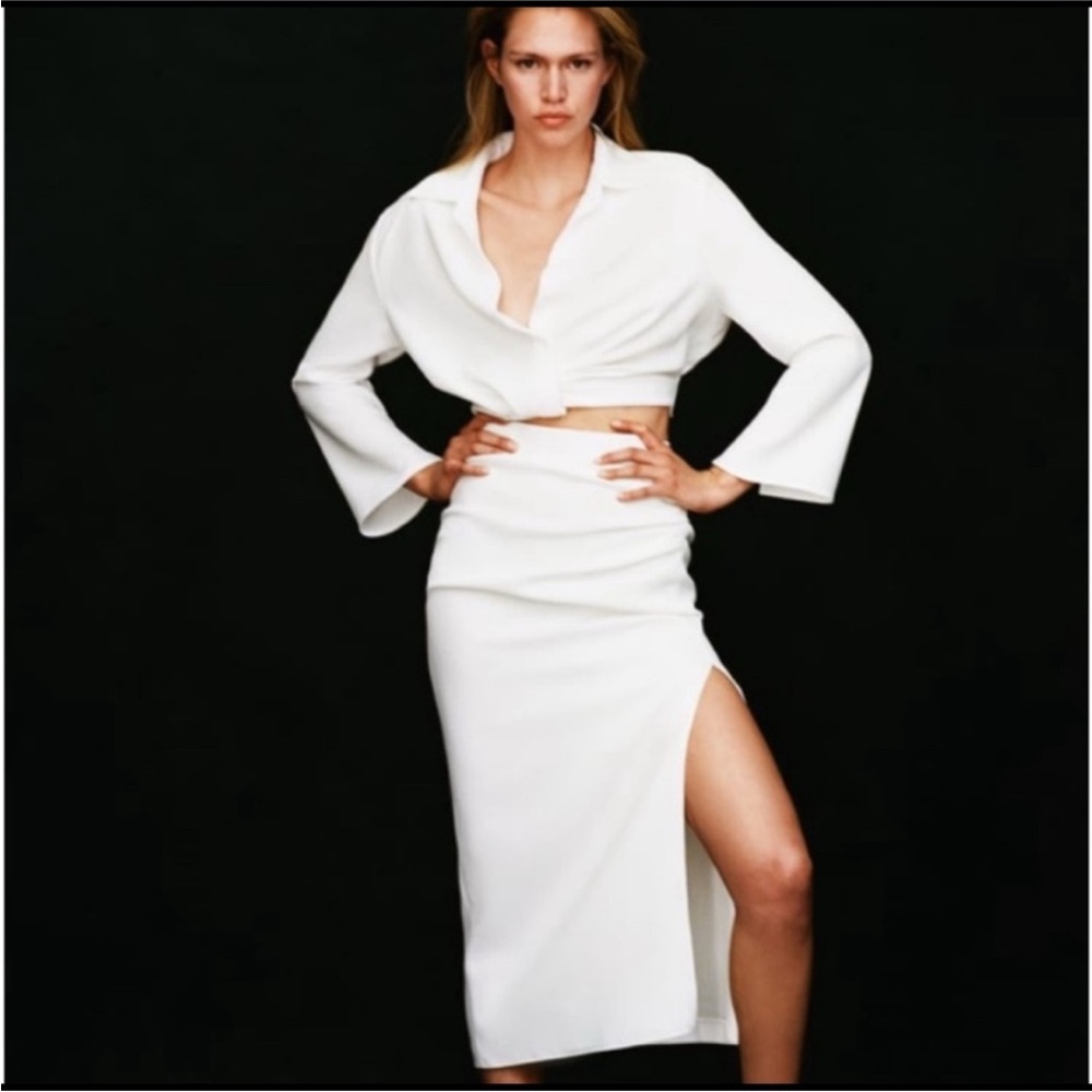 Zara Chic Cream Pencil Skirt